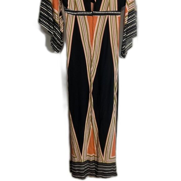 Lulus Montecito Maxi Dress Kimono Sleeves Metro Deep V front & back Hostess Sz M - Picture 10 of 12